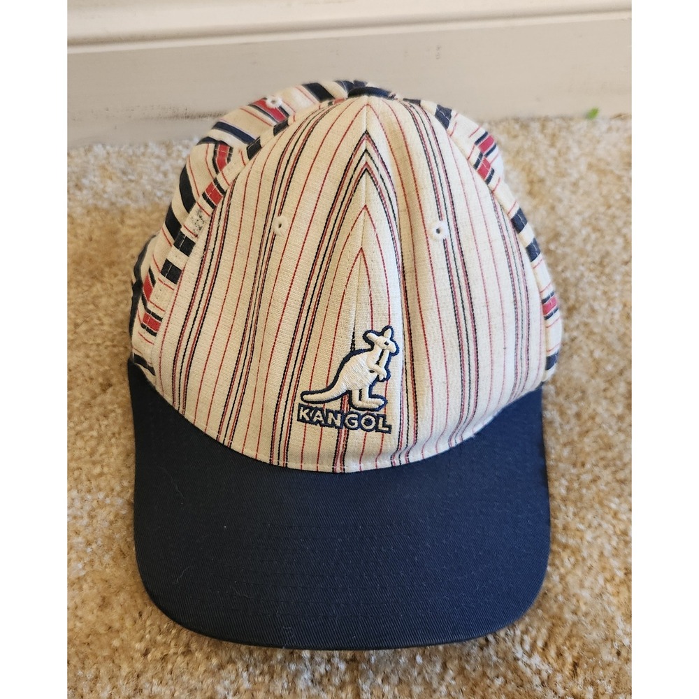 Kangol Multi Pinstripe Flexfit Baseball Cap Hat Navy Red Cream L/XL